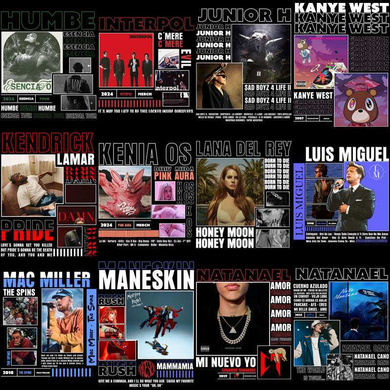 40 Music Artists Streetwear Designs Bundle PNG + CDR