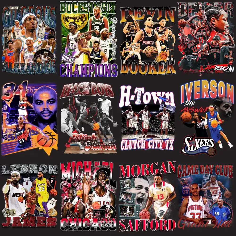 Basketball player designs for DTF/DTG, embroidery & tumbler wraps — print-ready PNG, SVG, PES