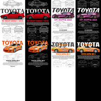Load image into Gallery viewer, 10 Toyota JDM Cars Streetwear Dual Colors Designs Bundle PNG
