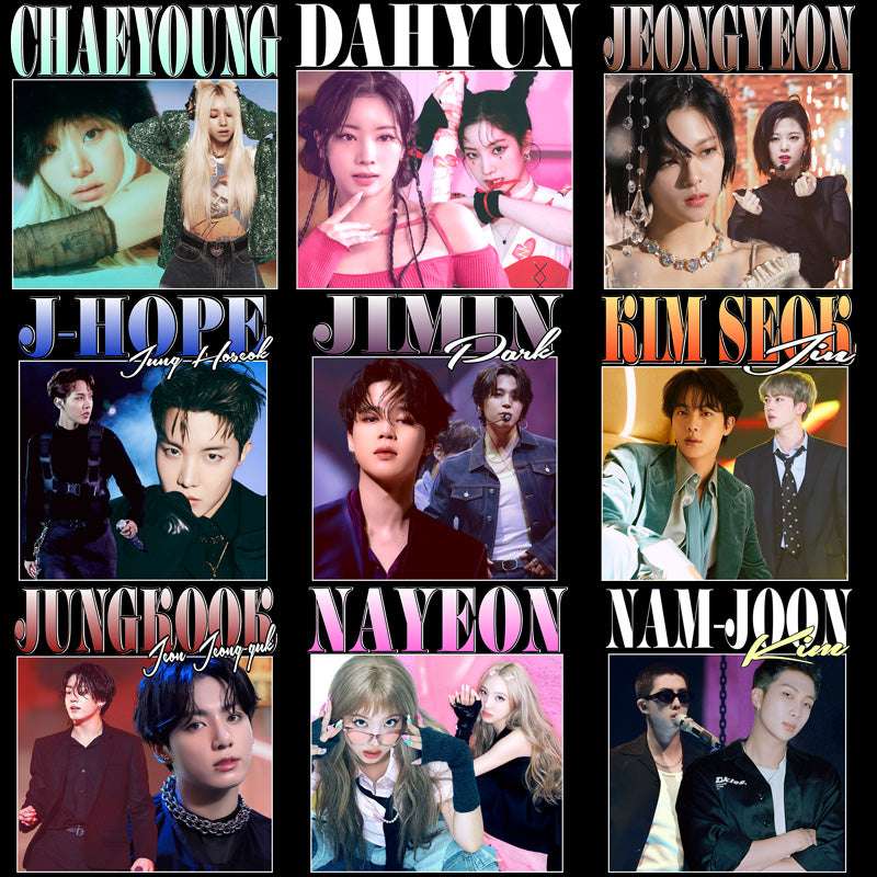 16 KPOP Stars BTS & Twice Music Homage Designs Bundle PNG