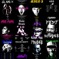 Load image into Gallery viewer, 24 Music Artists Streetwear V2 Designs Bundle PNG + PSD
