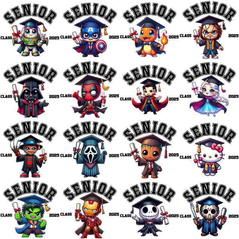 52 Pop Culture Senior Class 2025 Graduation Designs Bundle PNG