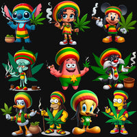 Load image into Gallery viewer, 20 Weed Cartoons Rasta Dope 420 Cannabis Marijuana Designs Bundle PNG
