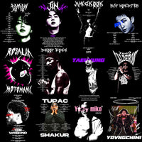 Load image into Gallery viewer, 24 Music Artists Streetwear V1 Designs Bundle PNG + PSD
