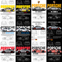 Load image into Gallery viewer, 20 Porsche Cars Streetwear Dual Colors Designs Bundle PNG
