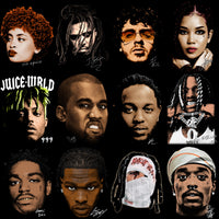 Load image into Gallery viewer, 48 Hip Hop Rap Big Heads Legends Face Signature Designs Bundle PNG
