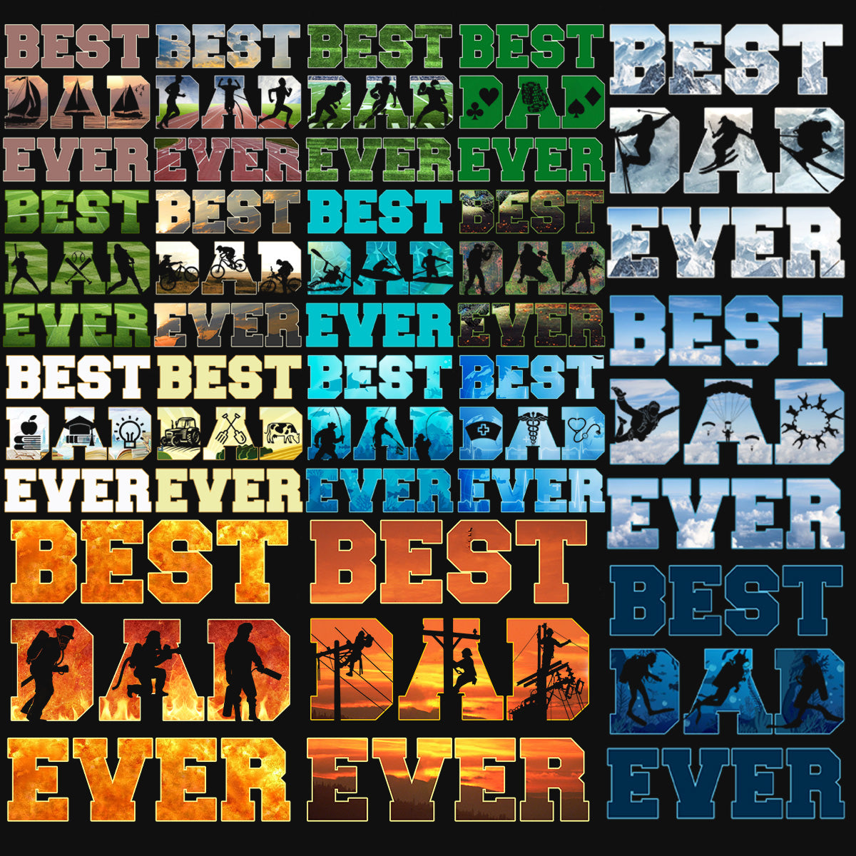 35 Best Dad Father's Day Sports & Hobbies Designs Bundle PNG