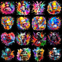 Load image into Gallery viewer, 99 Cartoon Popculture Color Drip Designs Bundle PNG
