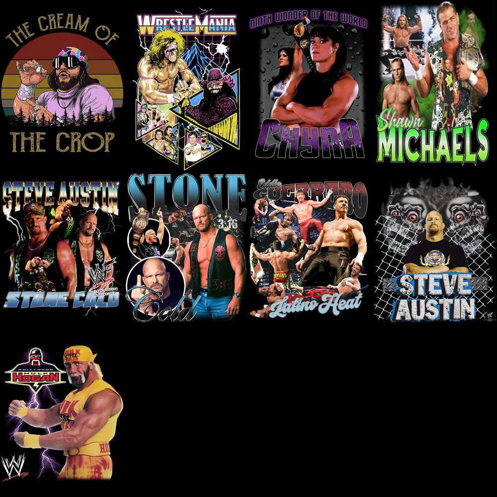 40 Wrestling Combat Pack Bootleg Designs Bundle PNG
