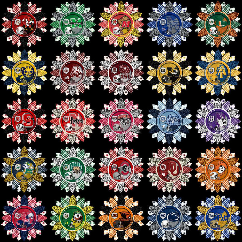 128 College NCAA School Helmet Mascot Sunflower Logos PNG Designs Bundle