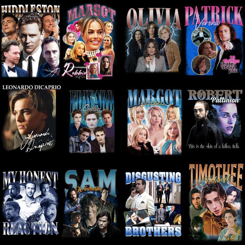 64 Popular Movies Series Artists Bootleg Designs Bundle PNG