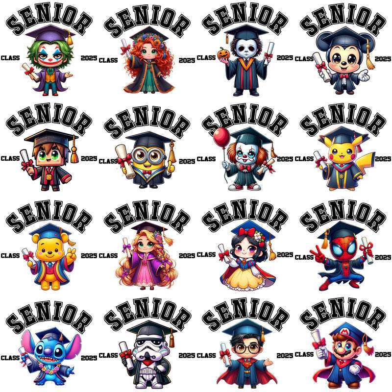 52 Pop Culture Senior Class 2025 Graduation Designs Bundle PNG