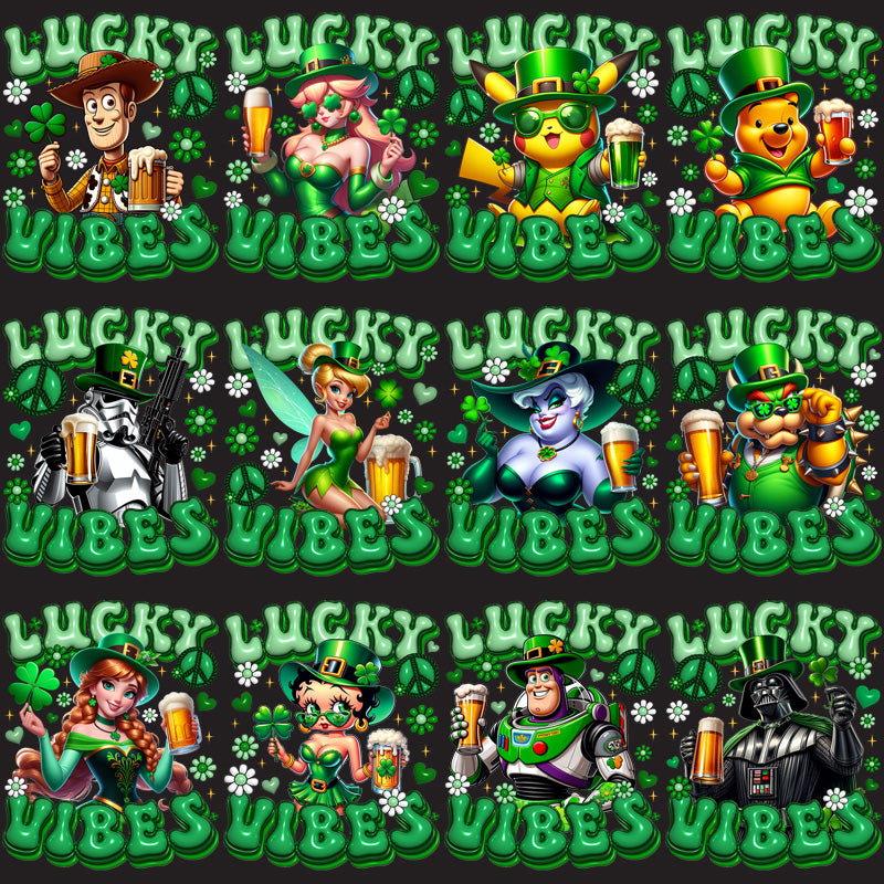 46 Lucky Vibes St. Patrick’s Day Cartoons Designs Bundle PNG