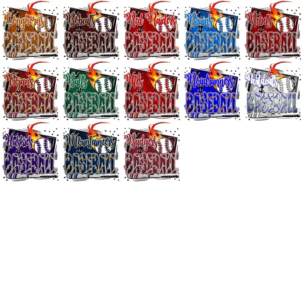 College sports team logos with 'GO' text, basketballs, and team names for DTF/DTG printing designs