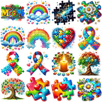 Load image into Gallery viewer, 50 Autism Awareness Kids Colors Puzzle Designs Bundle PNG
