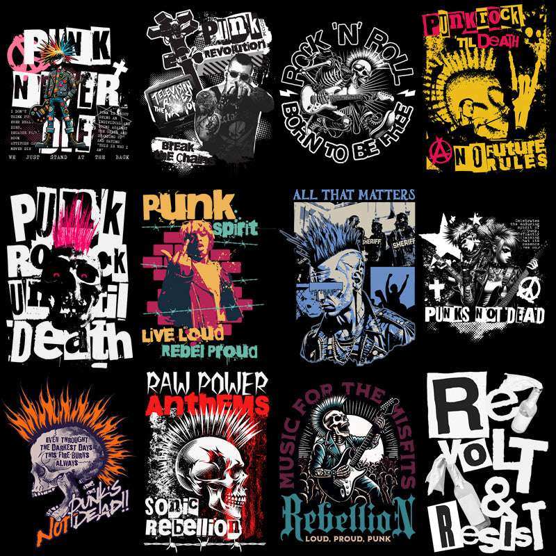 48 Rock Streetwear Brand Designs Bundle PNG + PDF
