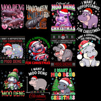 Load image into Gallery viewer, 30 MOO DENG Funny Hippo Designs Bundle PNG
