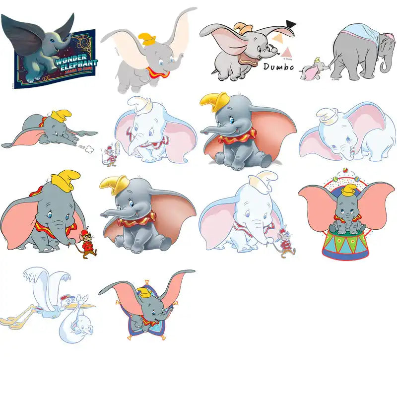 Dumbo the flying elephant SVG bundle for DTG, DTF, embroidery & tumbler wraps — print-ready designs