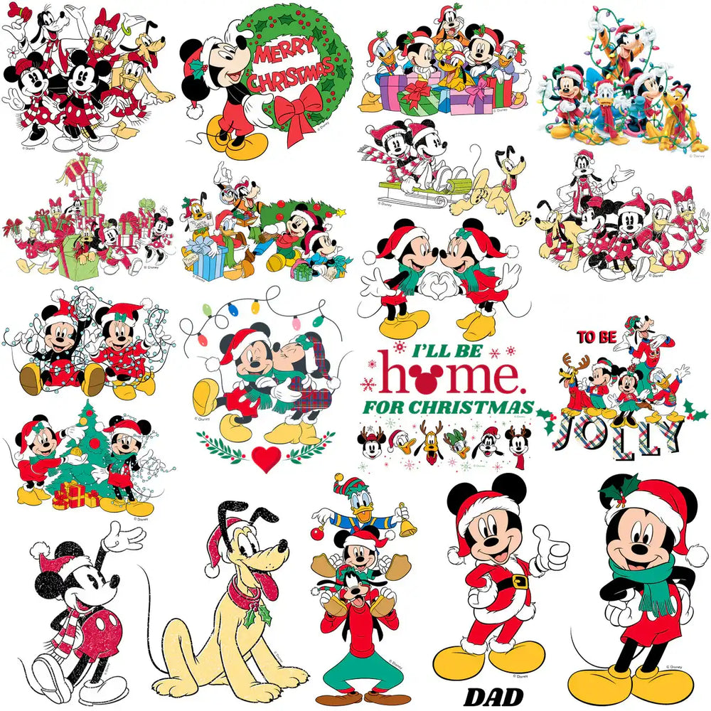 Mickey Mouse and friends Christmas designs for DTF, DTG, embroidery, and tumbler wraps