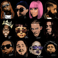 Load image into Gallery viewer, 48 Hip Hop Rap Big Heads Legends Face Signature Designs Bundle PNG
