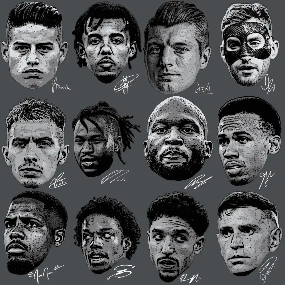 12 stylized male portraits with signatures, ideal for DTF/DTG and embroidery designs