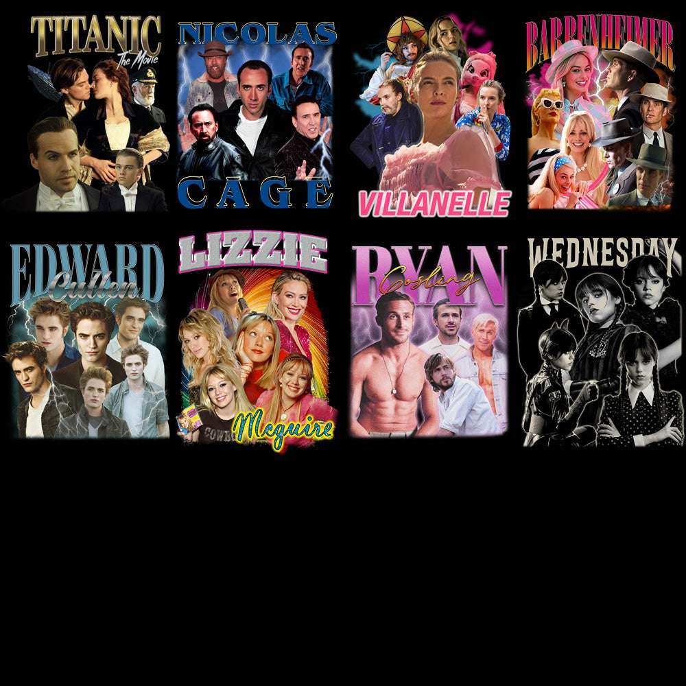 64 Popular Movies Series Artists Bootleg Designs Bundle PNG
