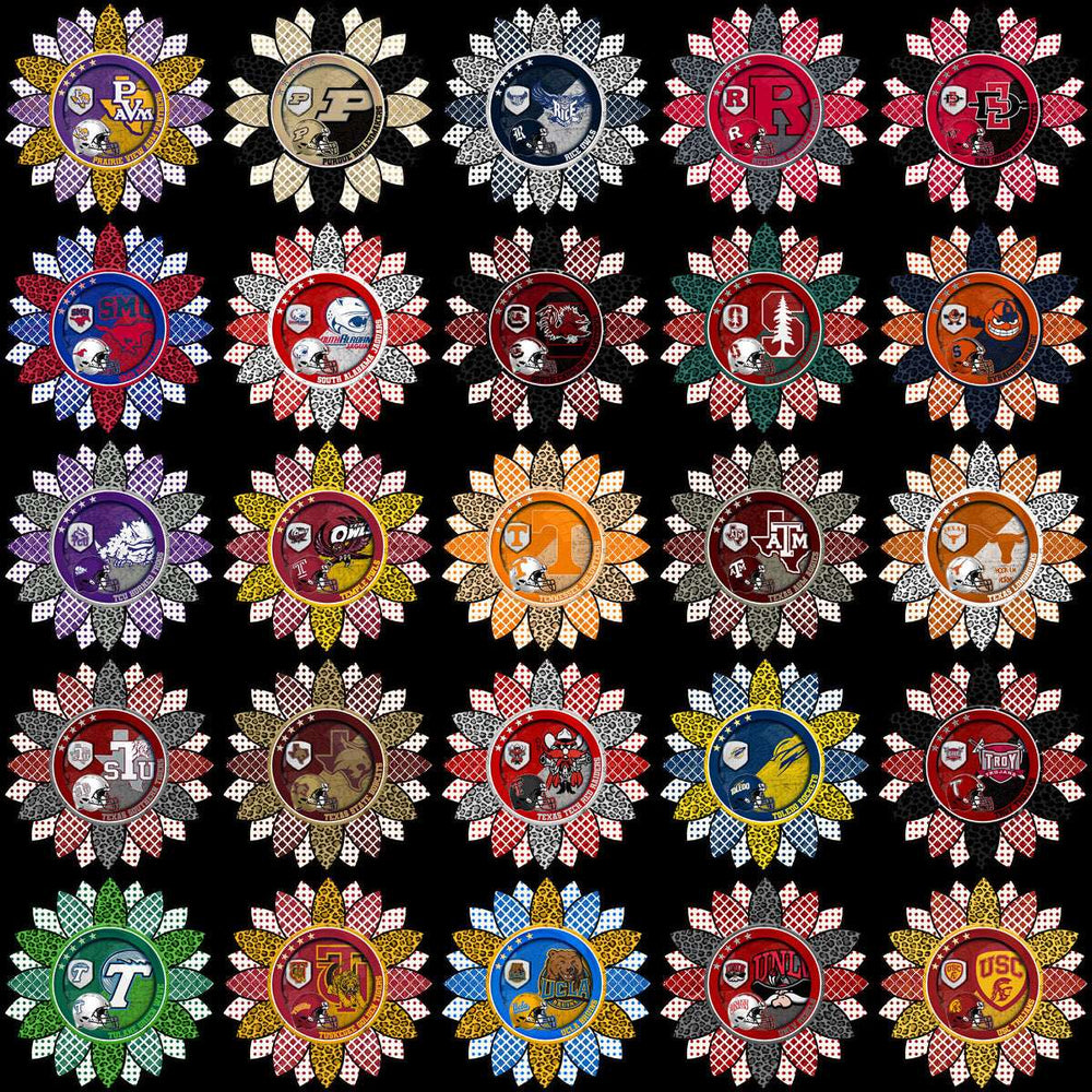 128 College NCAA School Helmet Mascot Sunflower Logos PNG Designs Bundle