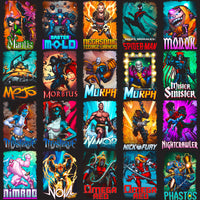 Load image into Gallery viewer, 100 Comics Superheroes &amp; Villains Halftone Designs Bundle PNG
