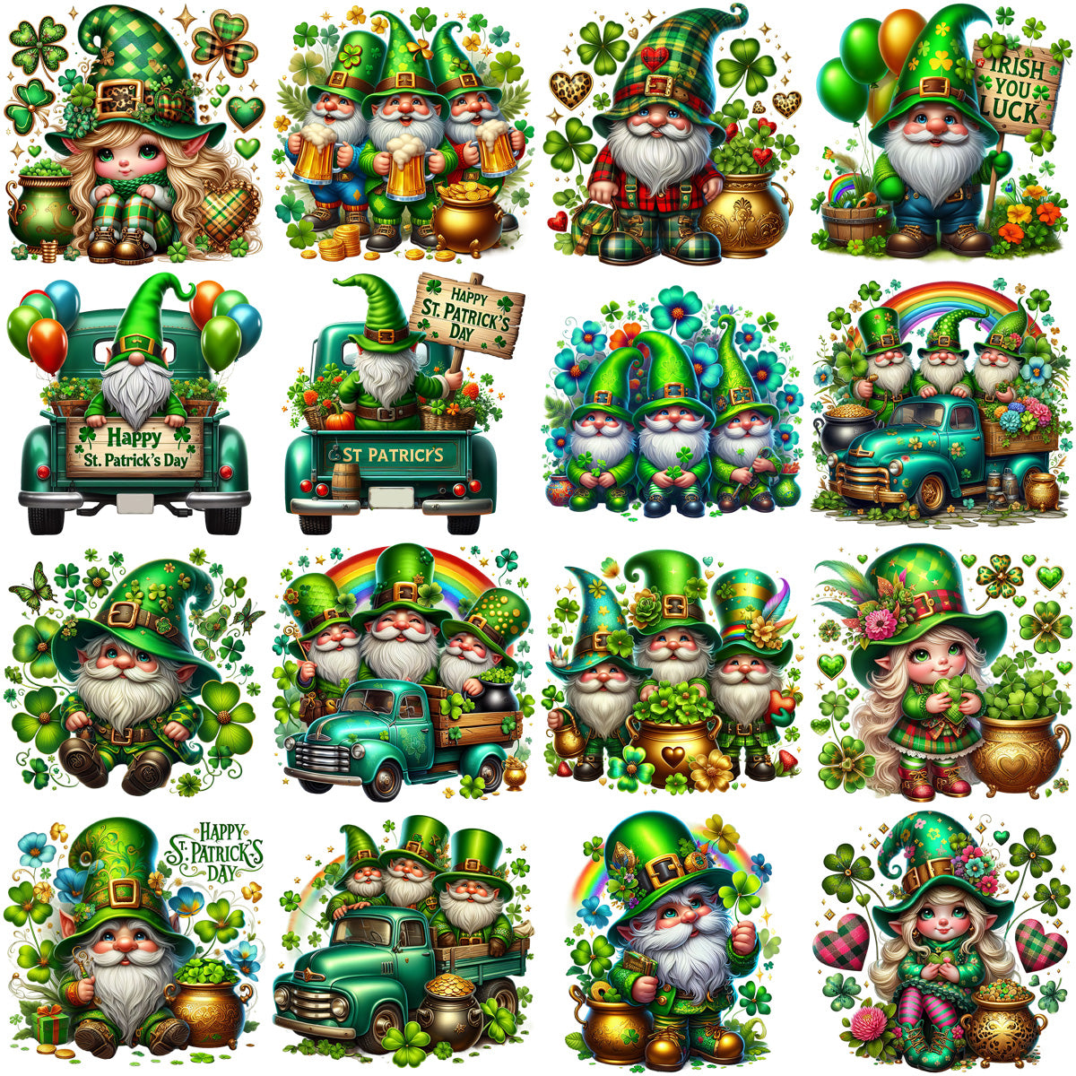 80 Gnomes St. Patrick’s Day Vibes Designs Bundle PNG