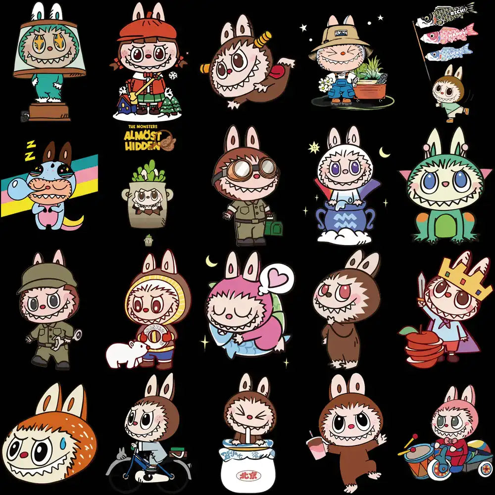 Cute cartoon monster characters in various costumes and poses, perfect for DTF, DTG, embroidery & tumbler designs.