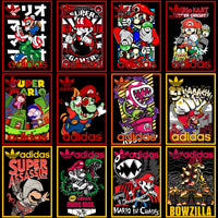 Load image into Gallery viewer, 17 Mario Gaming Sport Brand Streetwear Designs Bundle PNG
