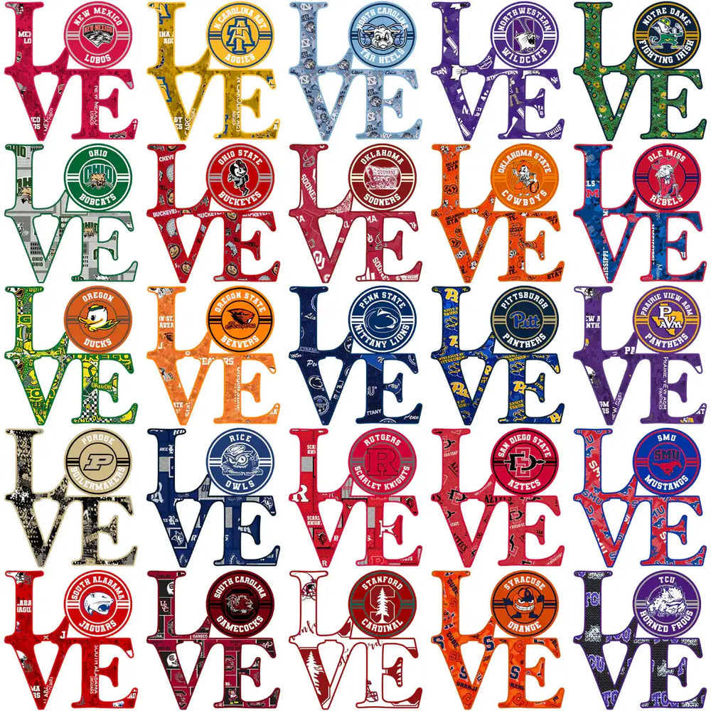 College team love designs for DTF, DTG, embroidery, and tumbler wraps, print-ready PNG, PES, SVG