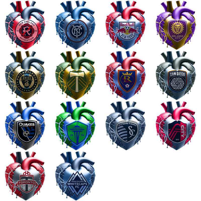 30 Soccer Teams Bleeding Heart Designs Bundle PNG
