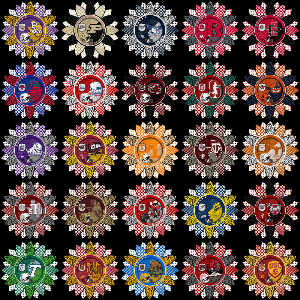 128 College NCAA School Helmet Mascot Sunflower Logos PNG Designs Bundle
