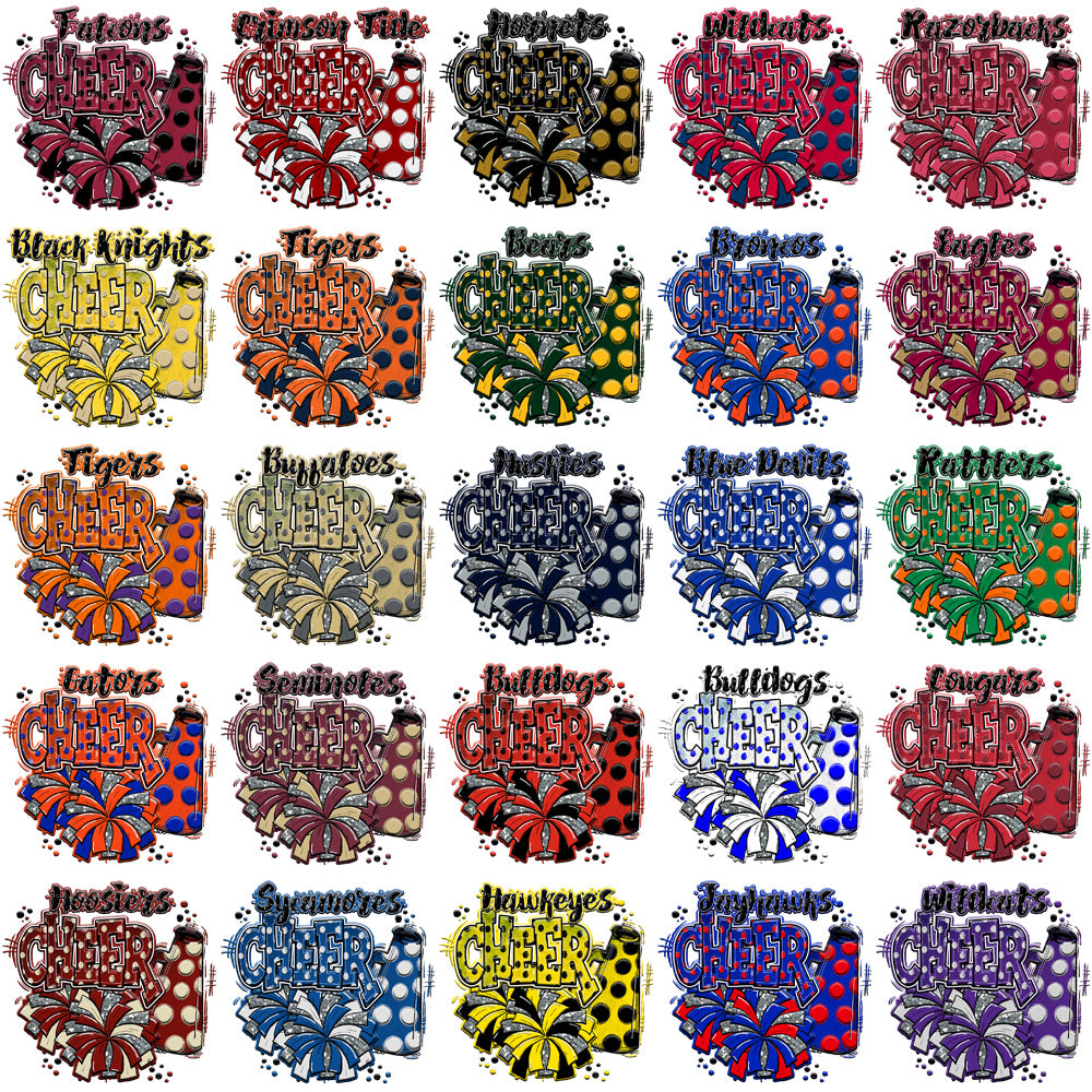 62 College NCAA Teams Cheer Retro Designs Bundle PNG