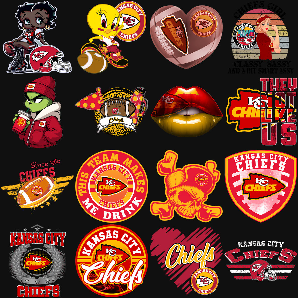 80 Chiefs Kansas Super Bowl 2025 Football Designs Bundle PNG