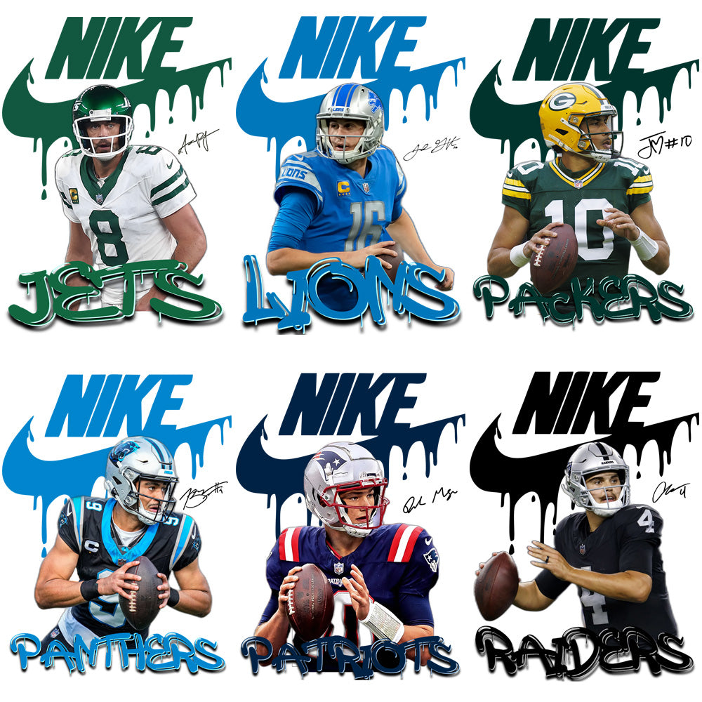 32 Swoosh Players Drip Football Teams Designs Bundle PNG