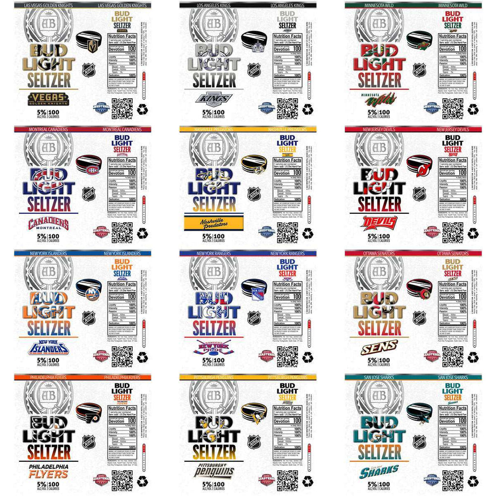 32 Ice Hockey Teams Bud Light Seltzer Tumbler Wrap Bundle JPG