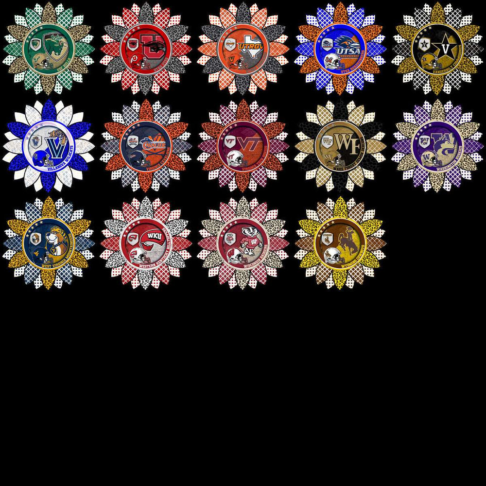 128 College NCAA School Helmet Mascot Sunflower Logos PNG Designs Bundle