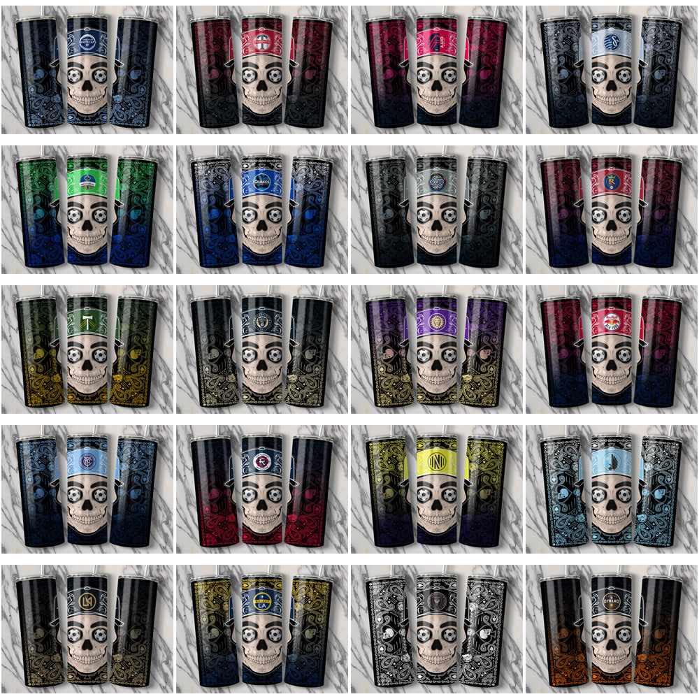 30 Soccer USA Teams Skull Handkerchief Tumbler Wrap Bundle JPG