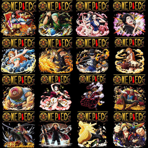 One Piece anime character designs for DTF, DTG, embroidery & tumbler wraps — print-ready PNG, SVG, PES