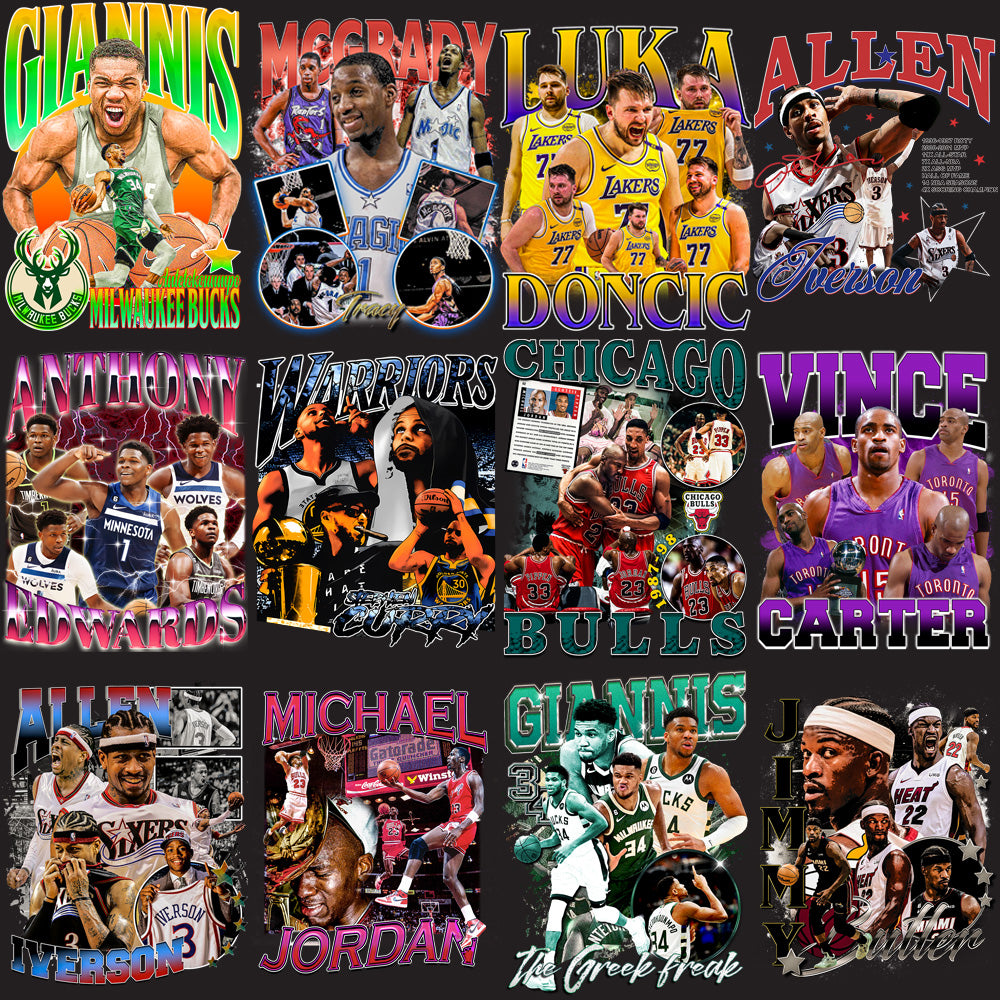 39 Basketball Bootleg Players Designs Bundle PNG