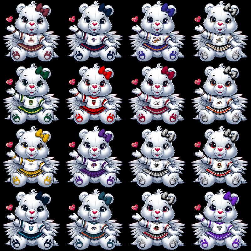 23 Lacrosse League Carebear Cheerleader Designs Bundle PNG