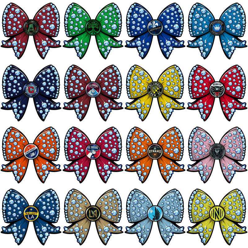 30 Soccer Teams Bling Bow Designs Bundle PNG