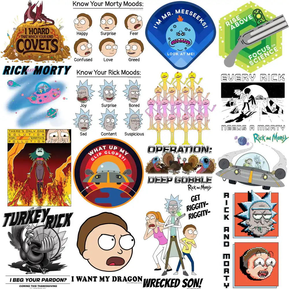 Rick and Morty print-ready designs bundle with DTF, DTG, embroidery & tumbler wraps for instant download