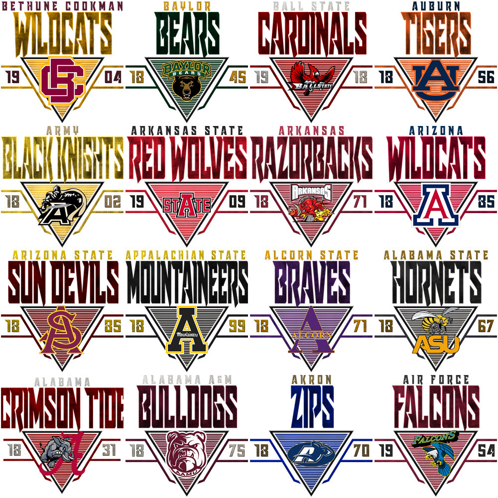 127 College NCAA Triangle PNG Designs Bundle