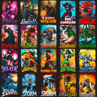 Load image into Gallery viewer, 100 Comics Superheroes &amp; Villains Halftone Designs Bundle PNG
