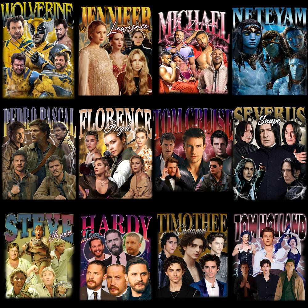 64 Popular Movies Series Artists Bootleg Designs Bundle PNG