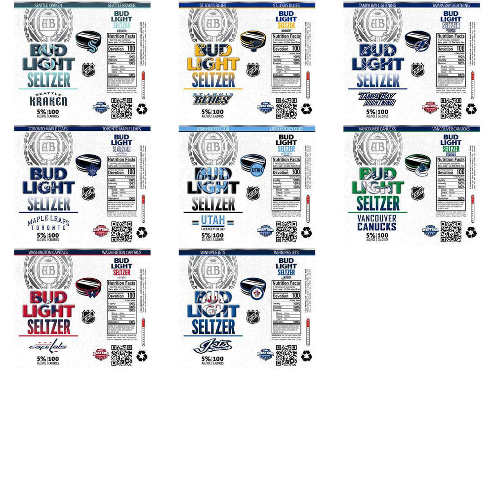 32 Ice Hockey Teams Bud Light Seltzer Tumbler Wrap Bundle JPG