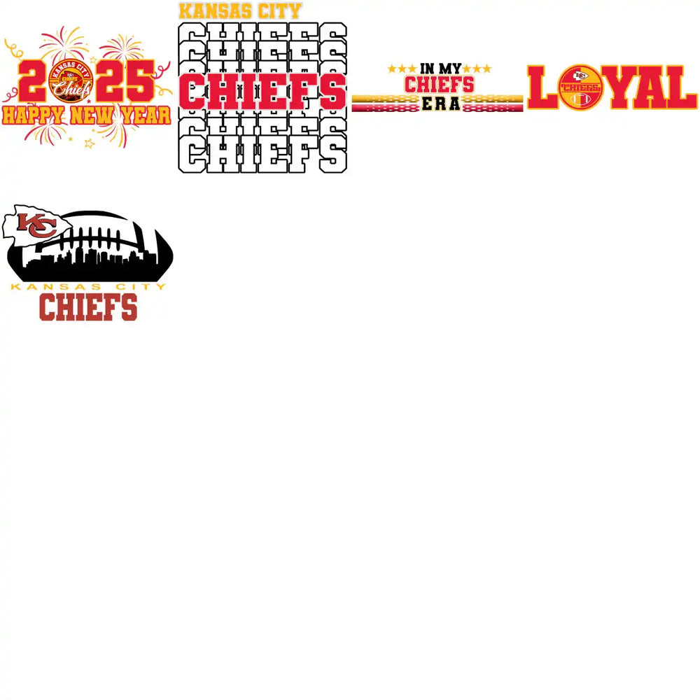 Kansas City Chiefs fan designs: 2025 New Year, loyal era, skyline football art — print-ready SVG/PNG